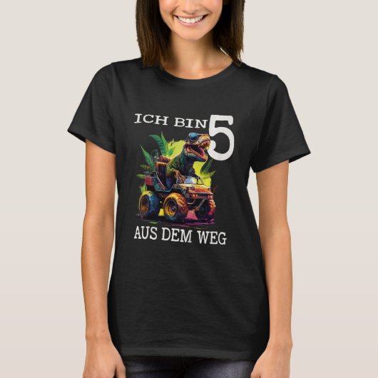 Kinder Jongens Verjaardag Dino Monster Truck Ich b T-shirt (Voorkant)