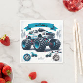 kinder jongensauto's koele monstertruck 1e verjaar servet (Insitu)