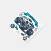 kinder jongensauto's koele monstertruck 1e verjaar servet (Hoek)