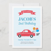 Kinder jongetwagen Birthday Uitnodiging (Voorkant)