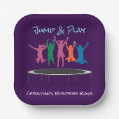 Kinder Jump & Play Trampoline Verjaardag Bash Papieren Bordje (Voorkant)