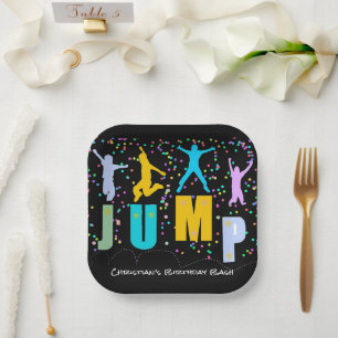 Kinder Jump & Play Trampoline Verjaardag Bash Papieren Bordje