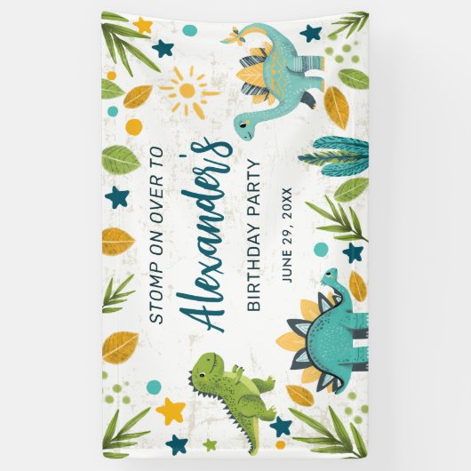 Kinder Jura Verjaardagsfeestje Dinosaurus Spandoek (Verticaal)