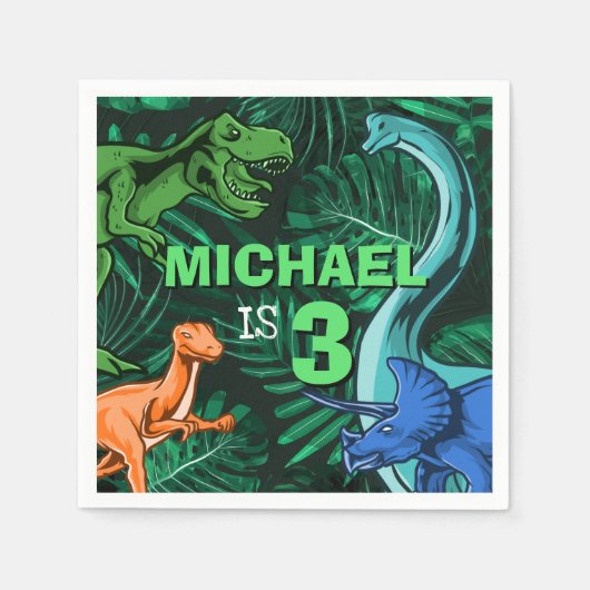  Kinder Jurassic Dino Dino Dinosaurus Verjaardag Servet (Voorkant)