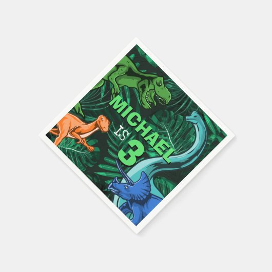  Kinder Jurassic Dino Dino Dinosaurus Verjaardag Servet (Hoek)