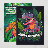 Kinder Jurassic Dino Dinosaur Birthday Kaart (Voorkant / Achterkant)