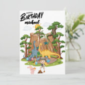Kinder Jurassic Dino Dinosaur gepersonaliseerde ve Kaart (Staand voorkant)