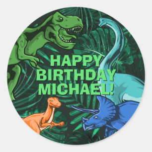 Kinder Jurassic Dino gepersonaliseerde dinosaurusv Ronde Sticker