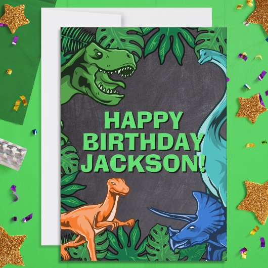 Kinder Jurassic Trex Dino Dinosaur Birthday Kaart