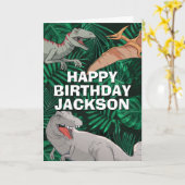 Kinder Jurassic Trex Dino Dinosaur Birthday Kaart (Gele Bloem)