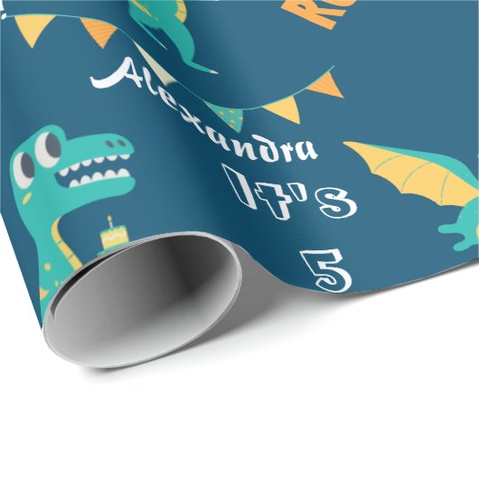 Kinder Jurassic Trex Dino Dinosaur Name Leeftijd A Cadeaupapier (Rol Hoek)