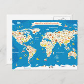 Kinder kaart van de wereld met dieren (Voorkant / Achterkant)