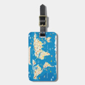 Kinder kaart van de wereld met dieren bagagelabel (Voorkant verticaal)