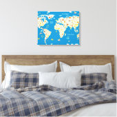 Kinder kaart van de wereld met dieren canvas afdruk (Insitu (Slaapkamer))