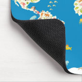 Kinder kaart van de wereld met dieren muismat (Hoek)