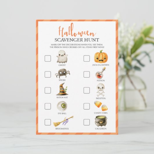 Kinder Kaarten Halloween Scavenger Hunt Game (Staand voorkant)