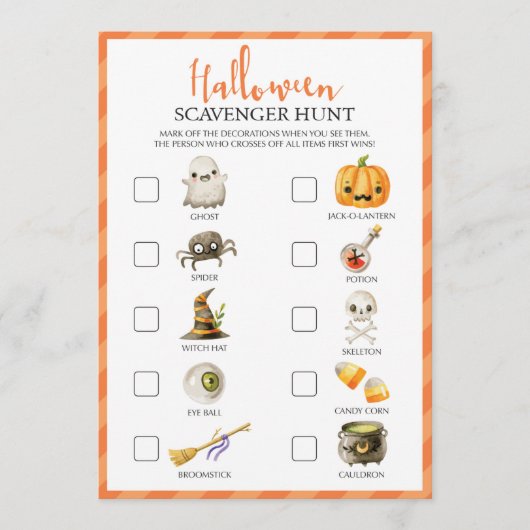 Kinder Kaarten Halloween Scavenger Hunt Game (Voorkant)