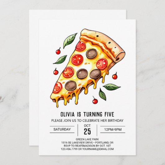 Kinder kaaspizza kaart (Voorkant / Achterkant)