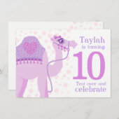 Kinder kameel rijden 10e verjaardag uitnodigen kaart (Voorkant / Achterkant)