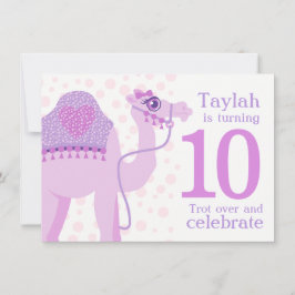 Kinder kameel rijden 10e verjaardag uitnodigen kaart