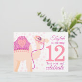 Kinder kameel rijden 12e verjaardag uitnodiging (Staand voorkant)