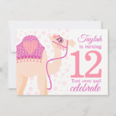 Kinder kameel rijden 12e verjaardag uitnodiging (Voorkant)