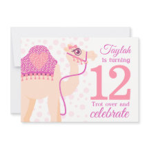 Kinder kameel rijden 12e verjaardag uitnodiging