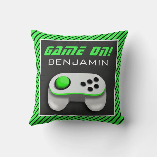 Kinder kamer voor groene en witte videospelcontrol kussen (Achterkant)