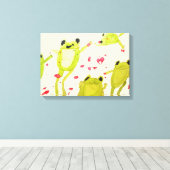 Kinder kamerkunst schattige kikkers in waterverf canvas afdruk (Insitu (Houten vloer))