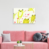 Kinder kamerkunst schattige kikkers in waterverf canvas afdruk (Insitu (Woonkamer))