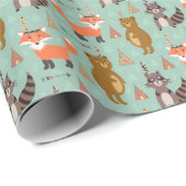 Kinder kamperen buiten Raccoon Fox Brown Beer Cadeaupapier (Rol Hoek)