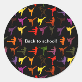 Kinder Karate Kick Black Martial Arts Terug naar s Ronde Sticker