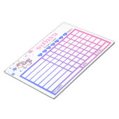 Kinder karwei grafiek, gepersonaliseerde eenhoorn notitieblok (Schuin)