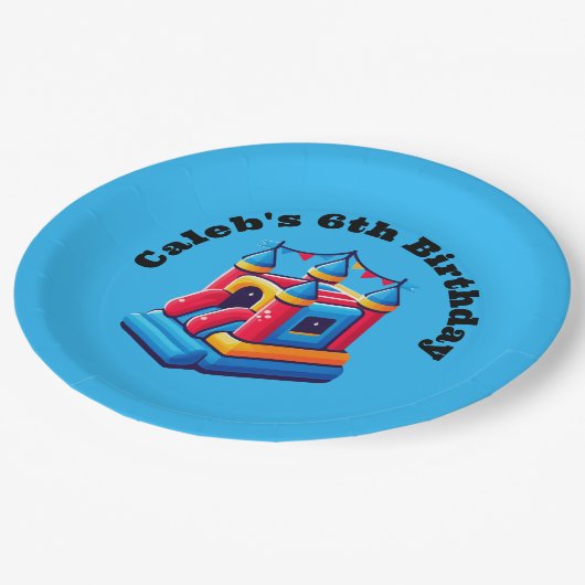 Kinder Kasteelfeest Bounce House Verjaardagssprong Papieren Bordje (Gekanteld)