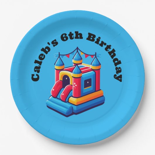 Kinder Kasteelfeest Bounce House Verjaardagssprong Papieren Bordje (Voorkant)