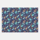 Kinder kat-astronaut in ruimtevaartraketschildplan inpakpapier vel (Voorkant)