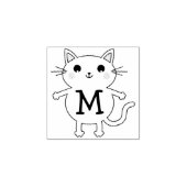 Kinder Kat Cute Monogram Initiaal Rubberstempel (Afrduk)