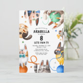 Kinder kat Paw-ty verjaardagsfeestje Kaart (Staand voorkant)