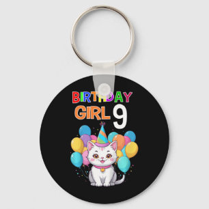 Kinder Kat Verjaardag 9 Verjaardag Party Meisjes 9 Sleutelhanger