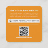 Kinder kerkdienst nodigt visitekaartje uit contactkaartje (Achterkant)