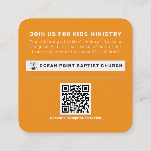 Kinder kerkdienst nodigt visitekaartje uit contactkaartje (Achterkant)