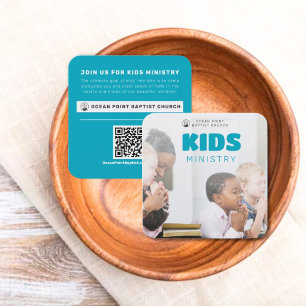 Kinder kerkdienst nodigt visitekaartje uit contactkaartje