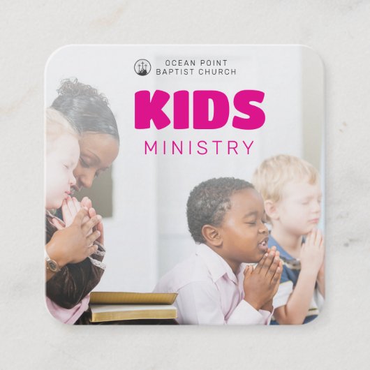 Kinder kerkdienst nodigt visitekaartje uit contactkaartje (Voorkant)