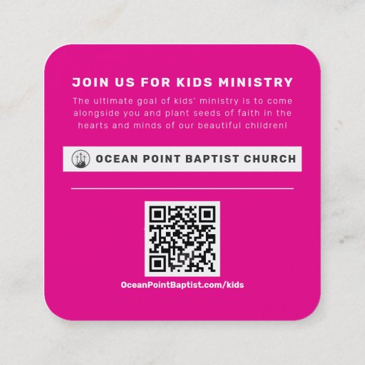 Kinder kerkdienst nodigt visitekaartje uit contactkaartje (Achterkant)