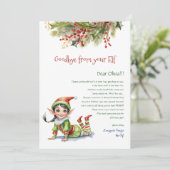 Kinder kerst afscheid van je elf meisje brief kaart (Staand voorkant)