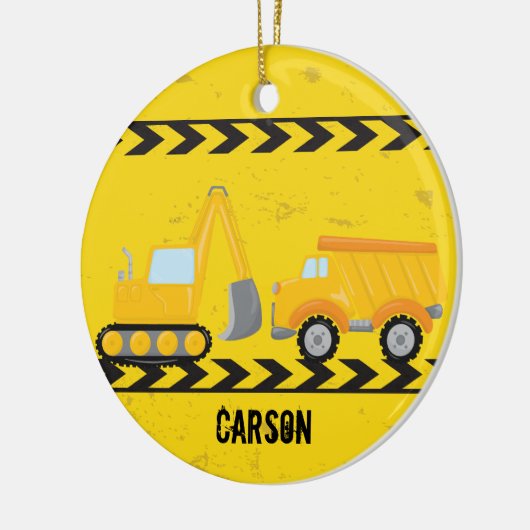 Kinder kerst bij bouwwagens - Aangepaste kerst Keramisch Ornament (Links)
