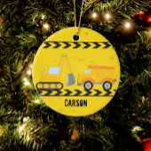 Kinder kerst bij bouwwagens - Aangepaste kerst Keramisch Ornament