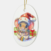 Kinder kerst bij Merry Mouse Keramisch Ornament (Links)