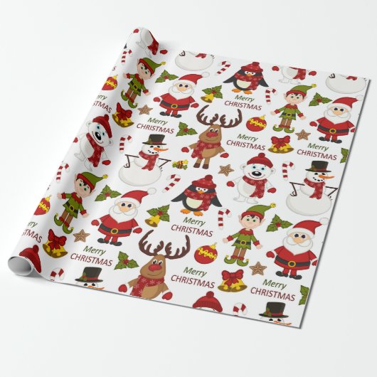 Kinder kerst cadeaupapier (Uitgerold)