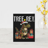 Kinder Kerst Dinosaurus Tree Rex Xmas Trex Peuter Kaart (Gele Bloem)